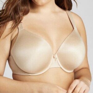 Cacique Intuition Full Coverage Bra Size 44H Satiny Nude Beige Underwire